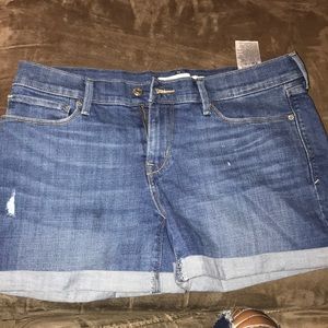 Cuffed blue jean shorts